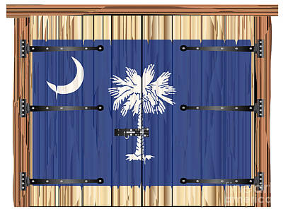 Grimm Fairy Tales - Closed Barn Door With South Carolina State Flag by Bigalbaloo Stock