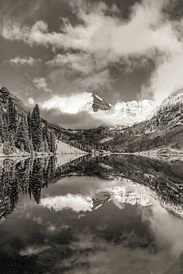 Colored Pencils - Clouds Over the Maroon Bells in Sepia - Aspen Colorado by Gregory Ballos