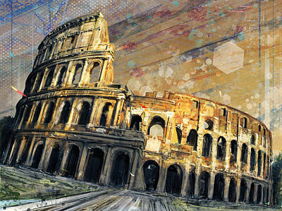 Surrealism Digital Art - Colosseo Tramonto by Andrea Gatti