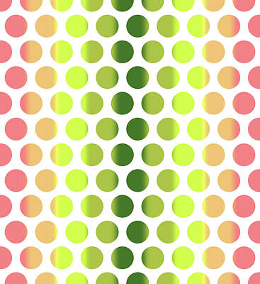 Beach Mixed Media - Colorful Dots Pattern - Polka Dots - Pattern Design 2 - Pink, Yellow, Green, Peach by Studio Grafiikka