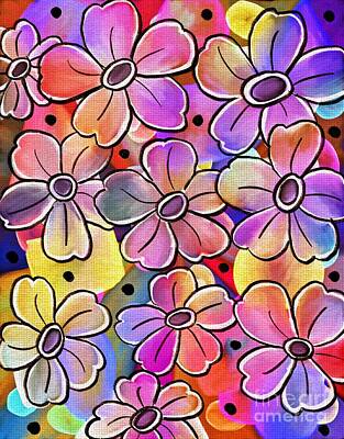 Floral Digital Art - Colorful Pastel Florals by Laurie