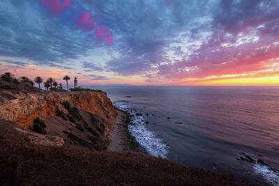 Frame Of Mind Royalty Free Images - Colorful Sky after Sunset at Point Vicente Lighthouse Royalty-Free Image by Andy Konieczny