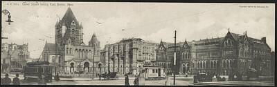 Landmarks Paintings - Copley Square looking east, Boston, Mass. 1905 by Rotograph Company by Celestial Images