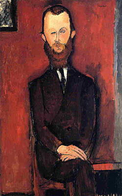 Recently Sold - Portraits Paintings - Count Weilhorski also known as Portrait of Count W. - unfinished by Modigliani Amedeo