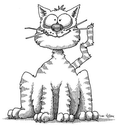 Mammals Drawings - Crazy Cat by Dan Nelson