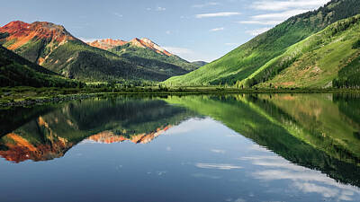 Robert Bellomy Royalty-Free and Rights-Managed Images - Crystal Lake Red Mountain Reflection by Robert Bellomy