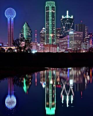 Skylines Rights Managed Images - Dallas Lights Royalty-Free Image by Frozen in Time Fine Art Photography