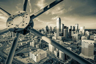 Skylines Royalty-Free and Rights-Managed Images - Dallas Skyline in Sepia From Reunion Tower by Gregory Ballos