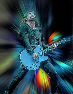 Musician Mixed Media Rights Managed Images - Dave Grohl Live on Stage Royalty-Free Image by Mal Bray