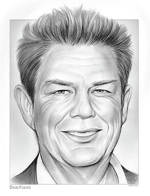 Musicians Drawings Royalty Free Images - David Foster Royalty-Free Image by Greg Joens