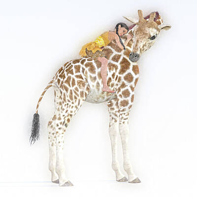 Mammals Digital Art - Daydreaming of Giraffes  by Betsy Knapp