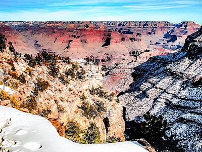Lighthouse - desert at Grand Canyon national park, USA in winter with snow and blue sky by Tim LA