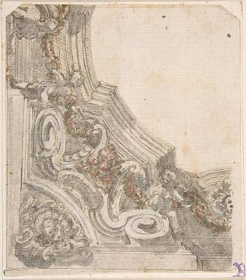 Abstract Works - Design for the Decoration of the Corner of a Ceiling  Anonymous, Italian, 17th century by MotionAge Designs