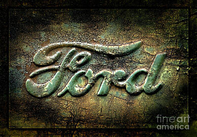 Vintage Travel Posters - Ford Logo Detail Old Rusty Pickup Truck by Lone Palm Studio