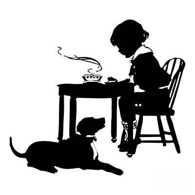 Roses Royalty-Free and Rights-Managed Images - Dining with the Dog Silhouette by Rose Santuci-Sofranko