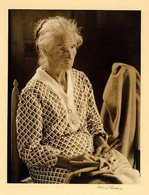 New Yorker Magazine Covers Rights Managed Images - Doris Ulmann   1882-1934 , Elderly woman in checked dress, her hair in a bun, seated in chair with f Royalty-Free Image by Celestial Images