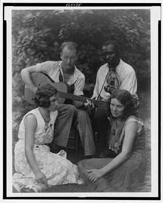 Recently Sold - Music Paintings - Doris Ulmann   1882-1934  Four musicians including a man playing a guitar, a man playing a violin by Celestial Images