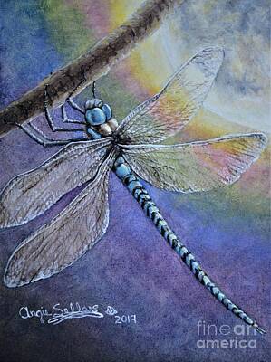 Laundry Room Signs - Dragonfly in the Moonlight by Angie Sellars