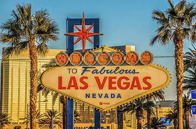 Kitchen Collection - Early Morning Sun Illuminating Las Vegas Sign And Vegas Skyline  by Alex Grichenko