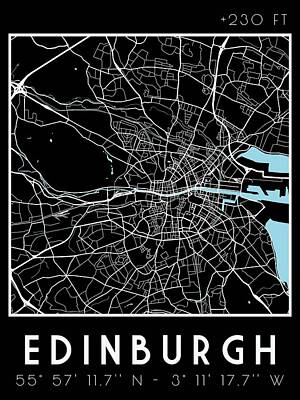 Abstract Male Faces - Edinburgh, UK Minimalist Map  Poster by Celestial Images