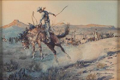 Recently Sold - Sports Paintings - Edward Borein  1872 - 1945  natural rodeo by Celestial Images