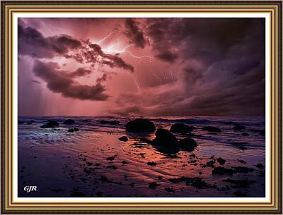 Nailia Schwarz Food Photography - Electrical Storm Over Christopher Bay L A S With Printed Frame. by Gert J Rheeders
