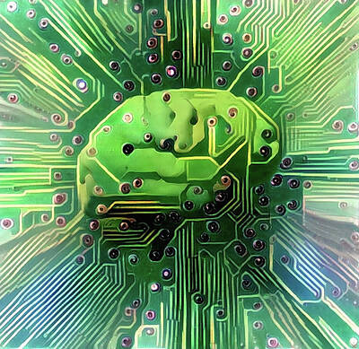 Abstract Digital Art - Electronic Brain by Bruce Rolff