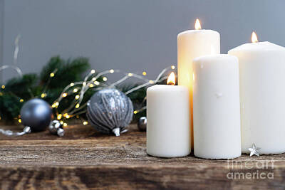 Fantasy Ryan Barger Rights Managed Images - Elegant gray christmas candles Royalty-Free Image by Anastasy Yarmolovich
