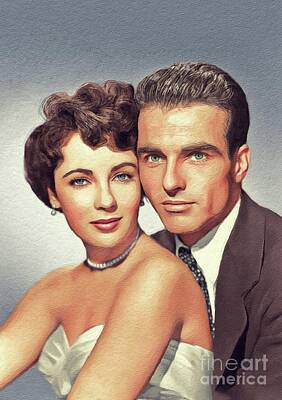 Actors Rights Managed Images - Elizabeth Taylor and Montgomery Clift, Hollywood Legends Royalty-Free Image by Esoterica Art Agency