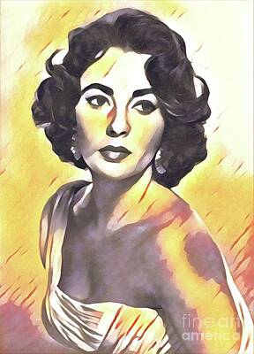 Actors Digital Art - Elizabeth Taylor, Vintage Movie Star by Esoterica Art Agency