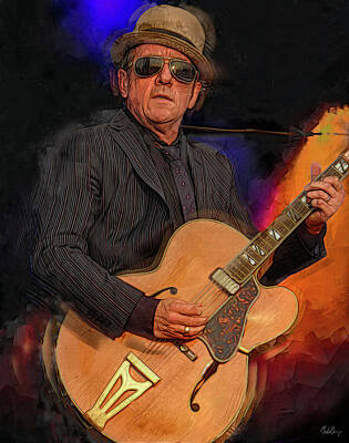 Musician Mixed Media Rights Managed Images - Elvis Costello Royalty-Free Image by Mal Bray