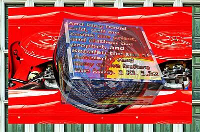 Roses Digital Art - Engine box little planet warped as art with text as a box by Karl Rose