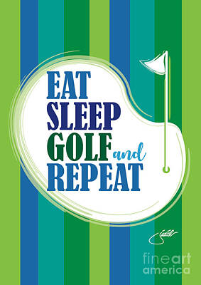 Sports Drawings - Eqat Sleep Golf Repeat by Judith Gorgone Designs