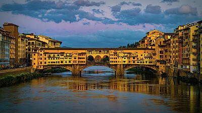Nighttime Street Photography Rights Managed Images - Evening At The Ponte Vecchio Royalty-Free Image by Chris Lord