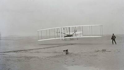 Transportation Paintings - First flight  120 feet in 12 seconds  10 35 a m   Kitty Hawk North Carolina 1903 by Celestial Images
