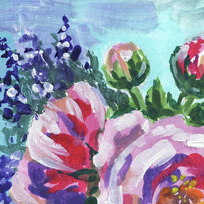 Florals Paintings - Floral Impressionism In Gouache by Irina Sztukowski