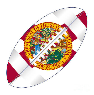 Easter Bunny - Florida USA Football Ball Flag by Bigalbaloo Stock