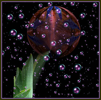 Surrealism Digital Art Rights Managed Images - Flower Ball Royalty-Free Image by Constance Lowery