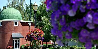 Jerry Sodorff Royalty-Free and Rights-Managed Images - Flower Baskets On Linfield Campus by Jerry Sodorff