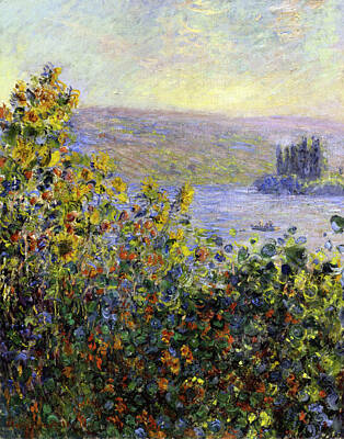 Brilliant Ocean Wave Photography Rights Managed Images - Flowers Beds at Vetheuil, 1881 Royalty-Free Image by Claude Monet