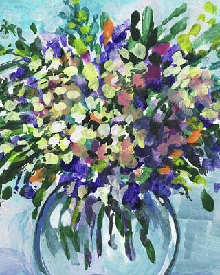 Florals Paintings - Flowers Bouquet Summer Explosion Floral Impressionism  by Irina Sztukowski