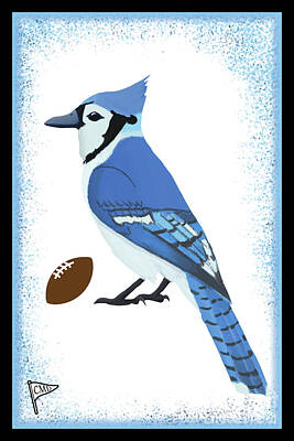 Football Digital Art - Football Blue Jay by College Mascot Designs