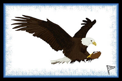 Football Digital Art - Football Eagle Blue by College Mascot Designs