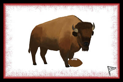 Football Royalty-Free and Rights-Managed Images - Football Bison Red by College Mascot Designs
