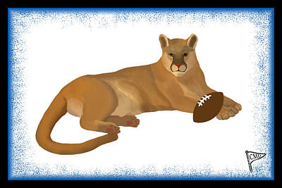 Football Royalty-Free and Rights-Managed Images - Football Cougar Blue by College Mascot Designs
