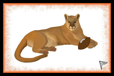 Football Royalty-Free and Rights-Managed Images - Football Cougar Orange by College Mascot Designs