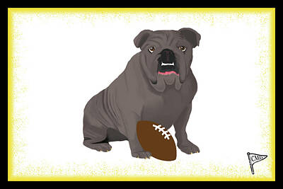 Tranquil Waters - Football Gray Bulldog Yellow by College Mascot Designs