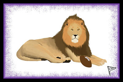 Football Royalty-Free and Rights-Managed Images - Football Lion Purple by College Mascot Designs