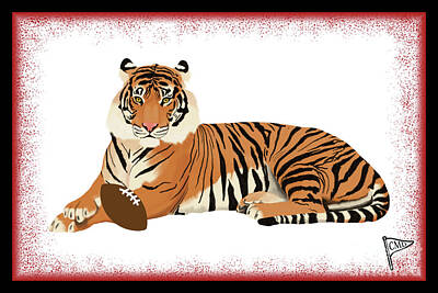 Football Royalty-Free and Rights-Managed Images - Football Tiger Red by College Mascot Designs