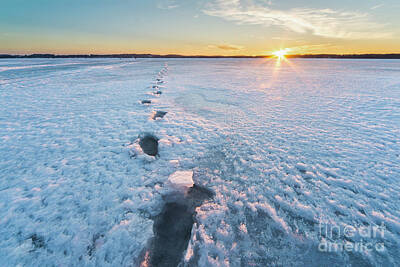 Coffee Signs Rights Managed Images - Footprints in Ice on Bear Lake Royalty-Free Image by Twenty Two North Photography